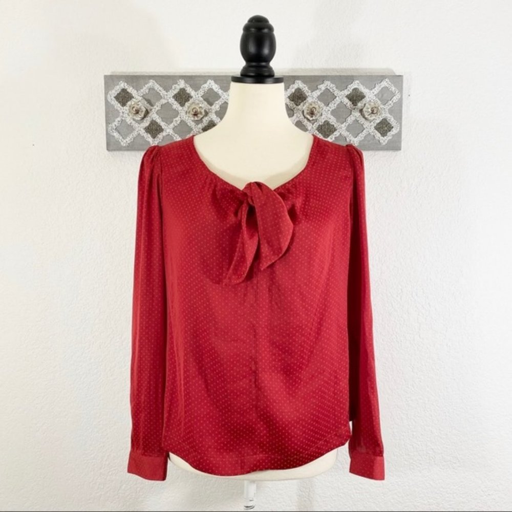 CAbi Blouse #3862 Long Sleeve Tie Neck Size L